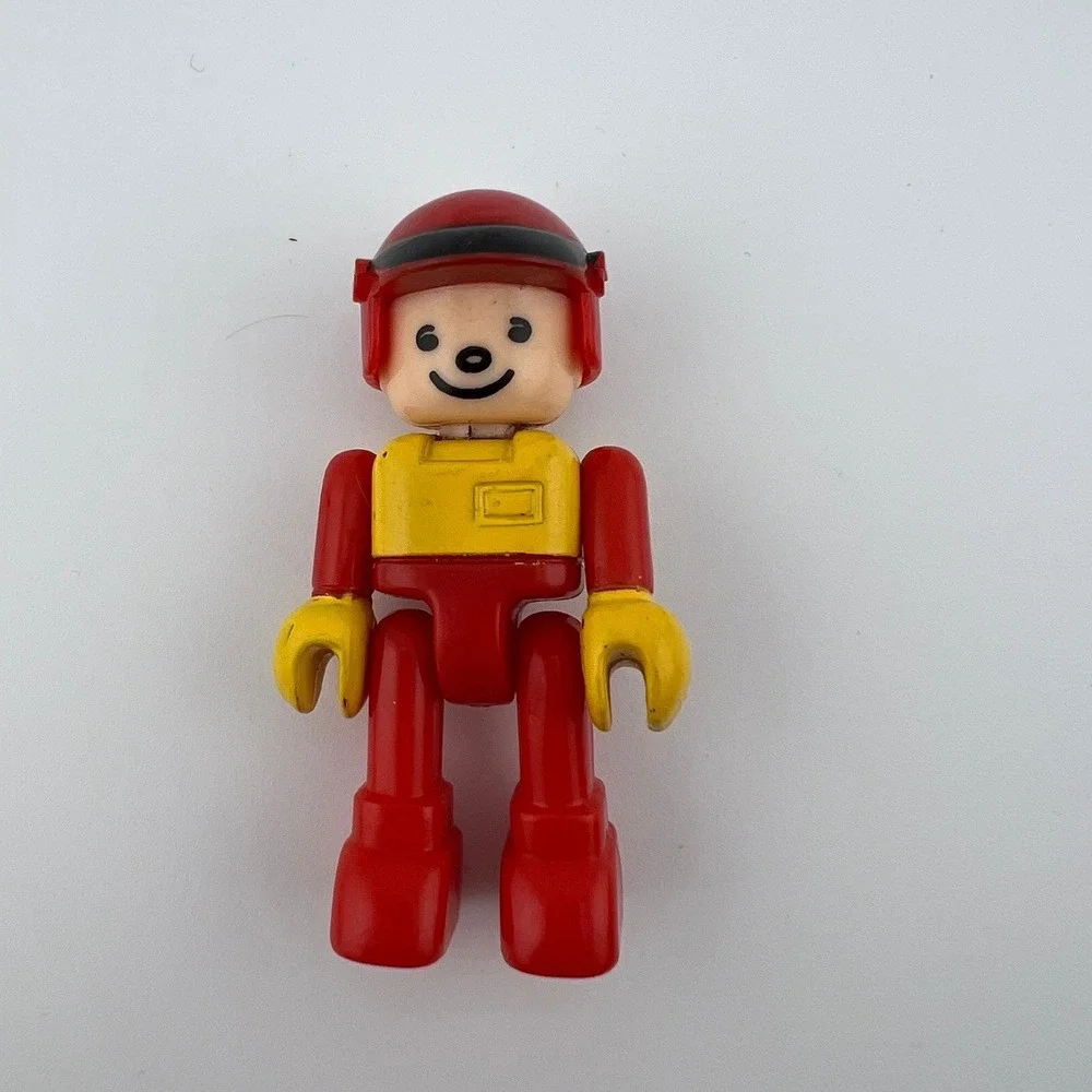 Vintage LEGO DUPLO Figure Red Helmet Yellow Shirt Red Pants 2.5
